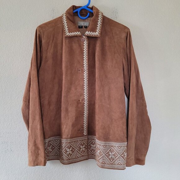 The Territory Ahead Womens 100% Genuine Leather Brown Jacket Sz Medium Western - Picture 1 of 9